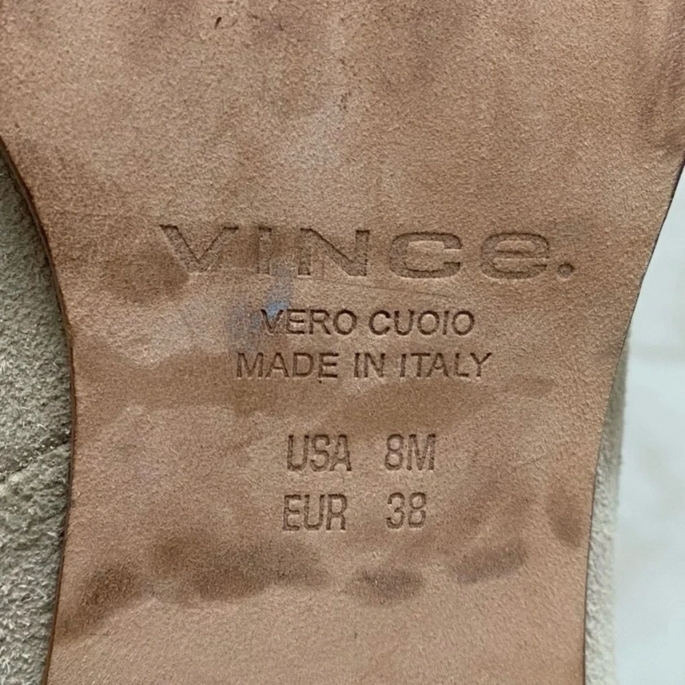 $350 Vince Made in Italy Hamilton Tan Suede Blocky Heel Ankle Boots Boots sz 8